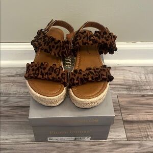 Pierre Dumas Brown Leopard Platform Sandals